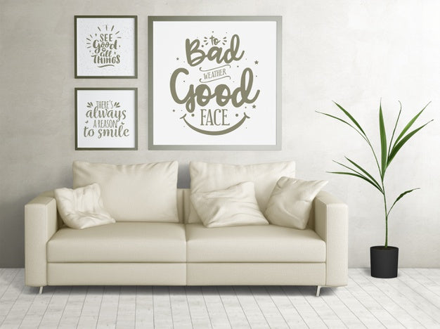 Free Front View Minimalistic Home Decor Psd