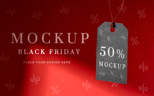 Free Front View Mock-Up Black Friday Hanging Price Tag Psd