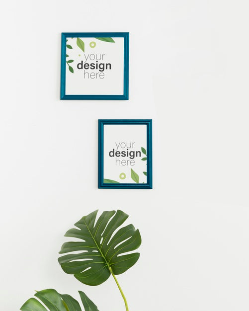Free Front View Mock-Up Frames On White Wall Psd