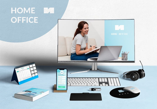 Free Front View Mock-Up Work From Home Psd