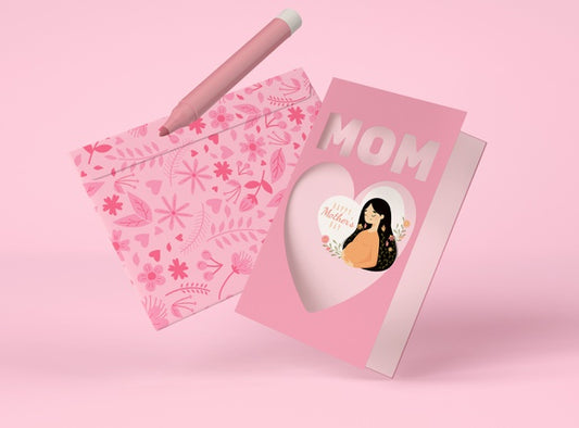 Free Front View Mother'S Day Arrangement With Card Scene Creator Psd