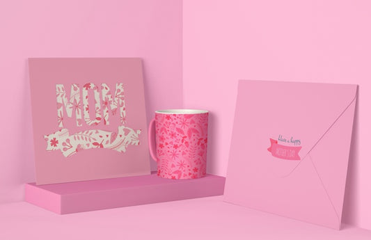 Free Front View Mother'S Day Assortment With Card Mock-Up Psd