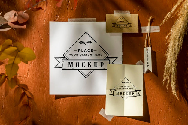 Free Front View Of Autumn Moodboard Mock-Up Psd