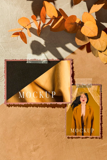Free Front View Of Autumn Moodboard Mock-Up Psd