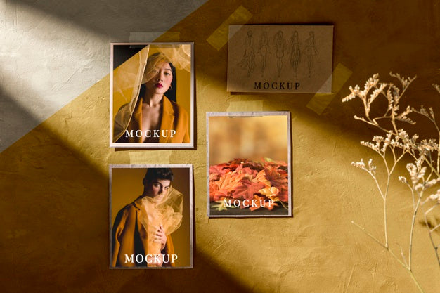 Free Front View Of Autumn Moodboard Mock-Up Psd