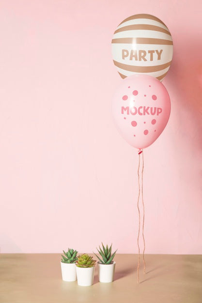 Free Front View Of Balloons Mock-Up For Party Celebration Psd