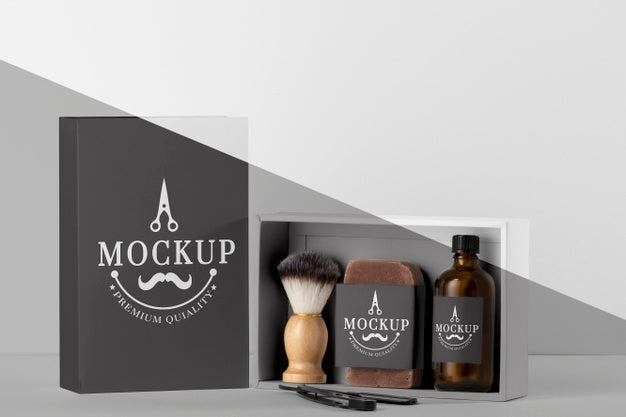 Free Front View Of Barbershop Items Set With Brush Psd