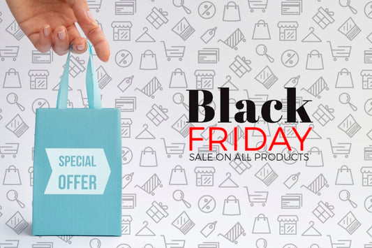Free Front View Of Black Friday Concept Bag Mock-Up Psd