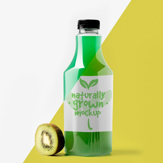 Free Front View Of Bottle With Kiwi Fruit Psd