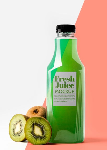 Free Front View Of Bottle With Kiwi Fruits Psd