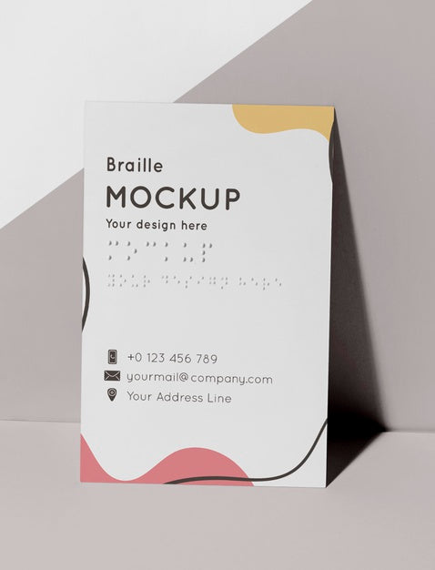 Free Front View Of Business Card With Embossed Braille Psd
