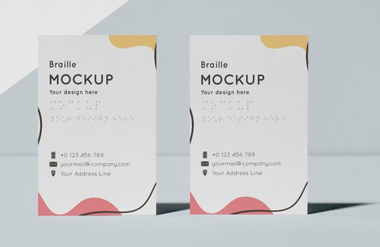 Free Front View Of Business Cards With Embossed Braille Psd