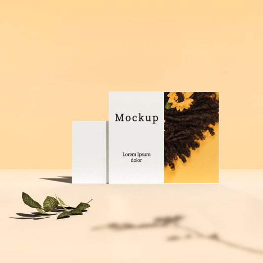 Free Front View Of Card With Leaves And Shadow Psd
