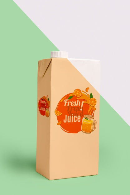 Free Front View Of Carton With Juice Psd