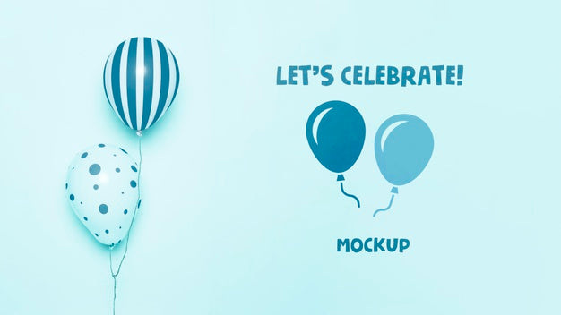 Free Front View Of Celebration Mock-Up Balloons Psd