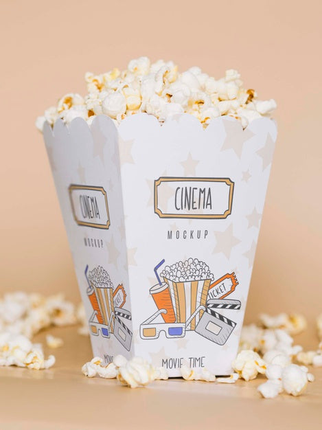 Free Front View Of Cinema Popcorn In Cup Psd