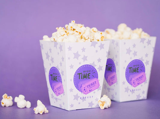 Free Front View Of Cinema Popcorn In Cups Psd