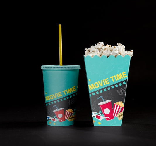 Free Front View Of Cinema Popcorn With Cup Psd