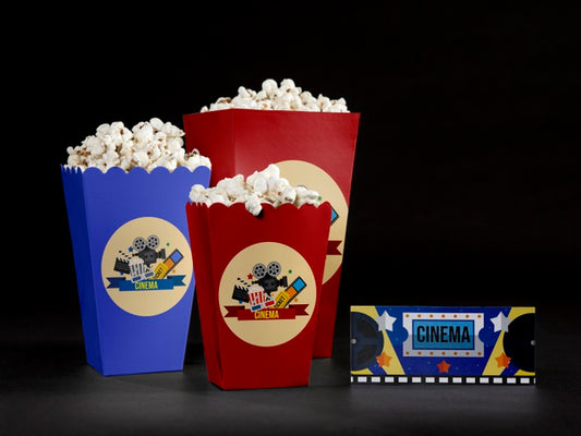Free Front View Of Cinema Popcorn With Ticket Psd