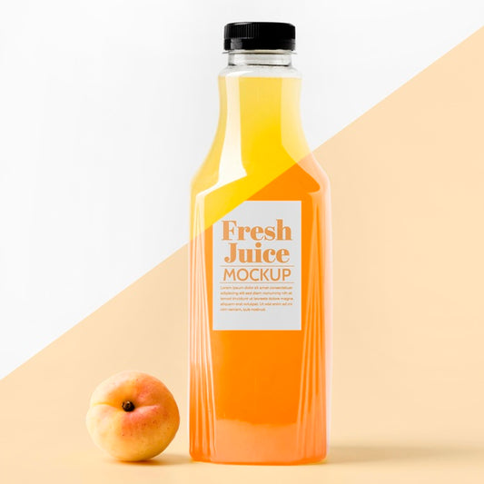 Free Front View Of Clear Glass Bottle With Peach Psd