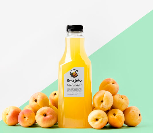 Free Front View Of Clear Glass Bottle With Peaches Psd