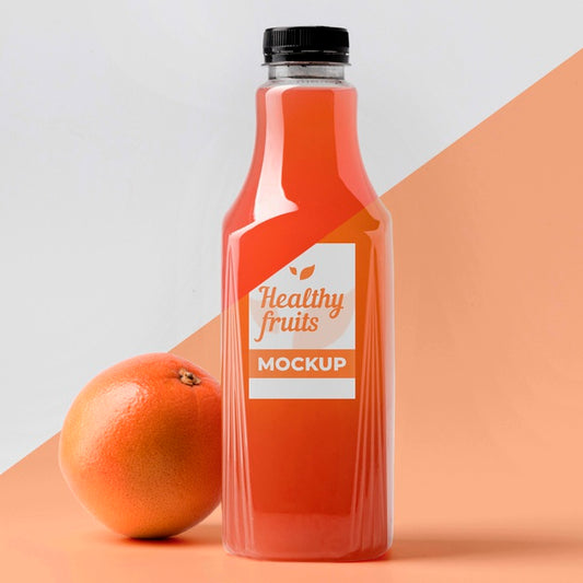 Free Front View Of Clear Juice Bottle With Orange Psd
