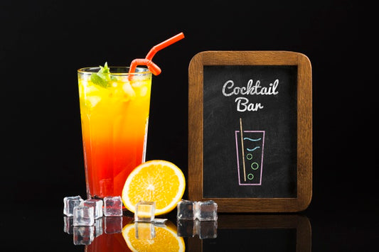 Free Front View Of Cocktail Mock-Up Concept Psd