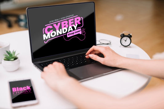 Free Front View Of Cyber Monday Concept Mock-Up Psd