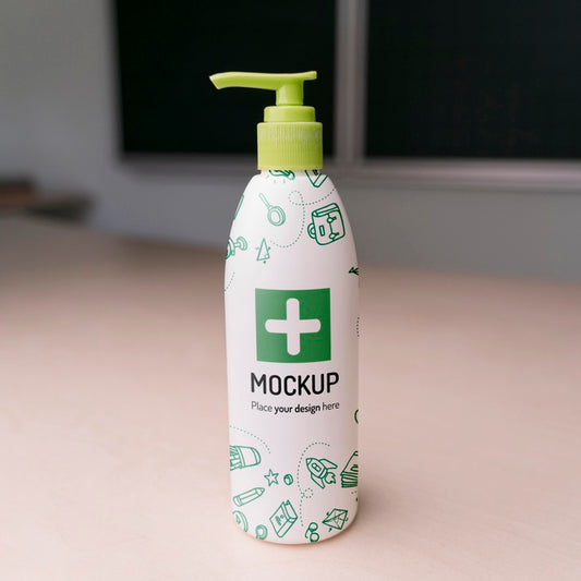 Free Front View Of Disinfectant Bottle Mock-Up Psd