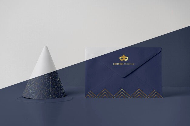 Free Front View Of Envelope With Carnival Invitation And Cone Psd