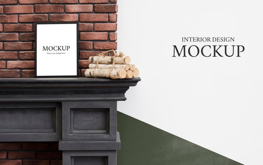 Free Front View Of Fireplace Mock-Up For Interior Decoration With Copy Space Psd