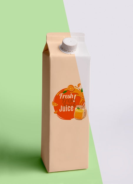 Free Front View Of Fresh Juice Carton Psd