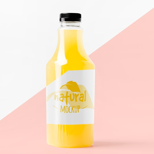 Free Front View Of Glass Juice Bottle Mock-Up Psd
