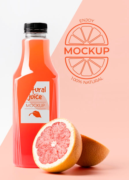 Free Front View Of Grapefruit Juice Glass Bottle With Cap Psd