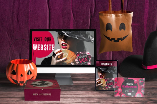 Free Front View Of Halloween Concept Psd