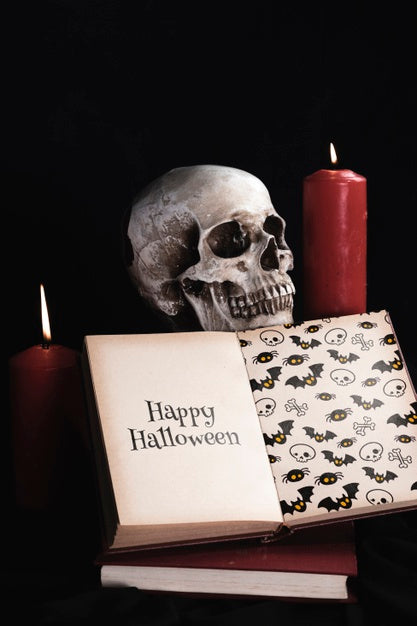 Free Front View Of Halloween Concept With Mock-Up Book Psd