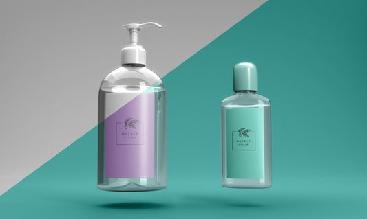 Free Front View Of Hand Sanitizer Mock-Up Bottles Psd