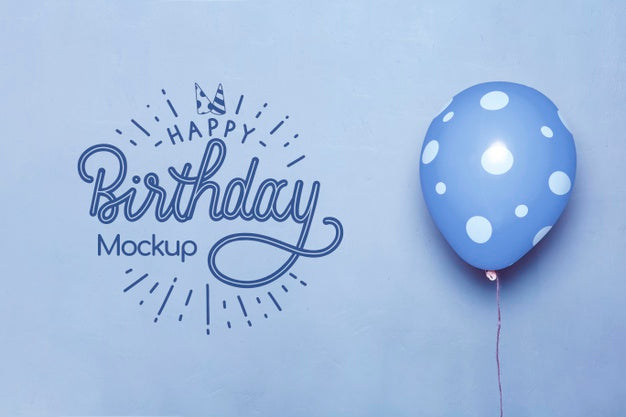 Free Front View Of Happy Birthday Mock-Up Balloons Psd