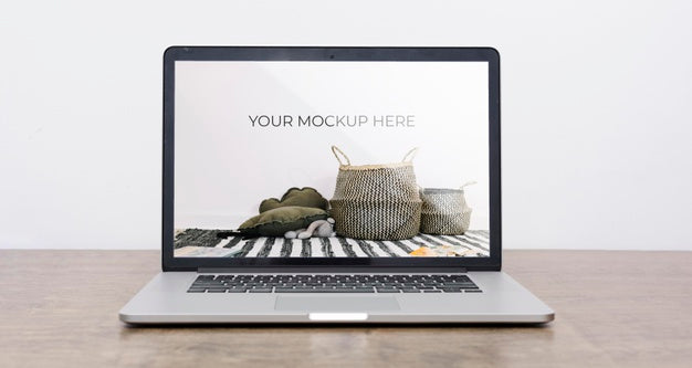 Free Front View Of Laptop Mock-Up For Interior Decoration Psd