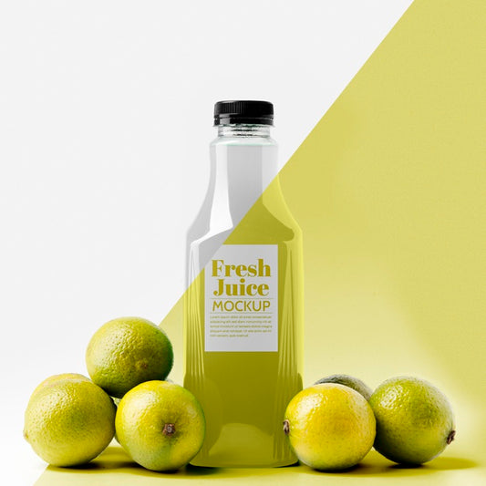 Free Front View Of Lemon Juice Bottle With Cap Psd