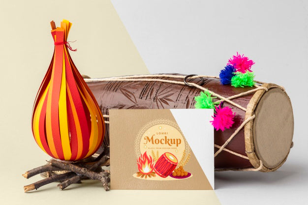 Free Front View Of Lohri Concept Mock-Up Psd