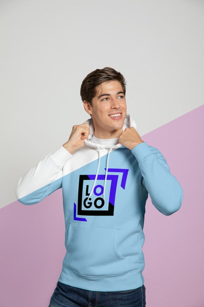 Free Front View Of Man Wearing Hoodie Psd