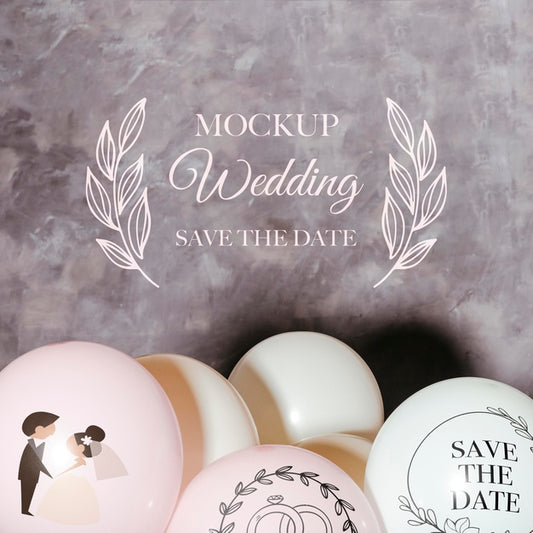 Free Front View Of Mock-Up Balloons For Wedding Psd