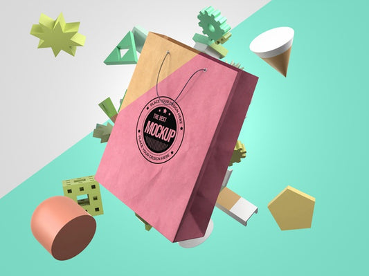 Free Front View Of Mock-Up Merchandise With Paper Bag Psd