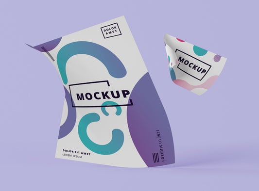 Free Front View Of Mock-Up Paper And Card With Circles Psd
