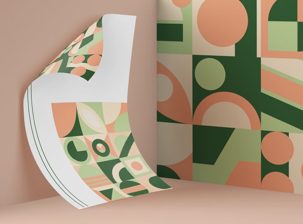 Free Front View Of Mock-Up Paper With Multicolored Geometric Shapes Psd