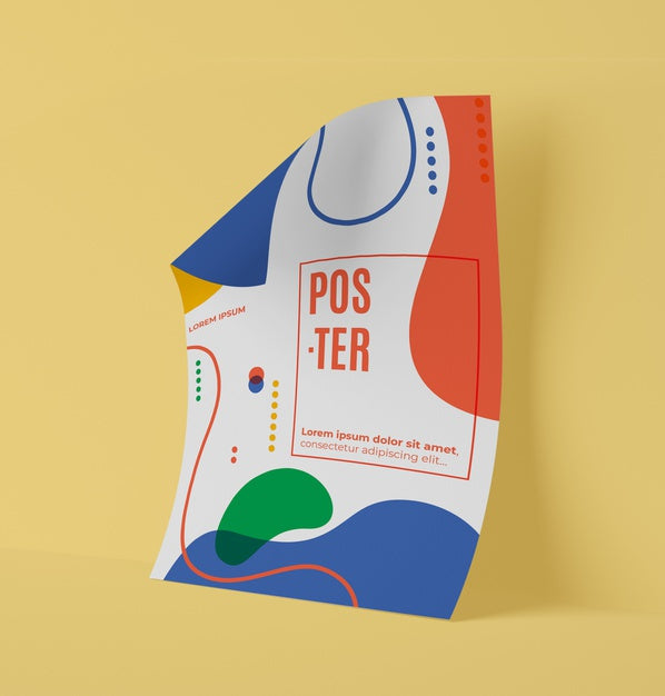 Free Front View Of Mock-Up Paper With Multicolored Shapes Psd