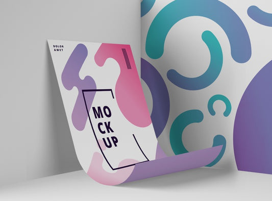 Free Front View Of Mock-Up Paper With Multicolored Shapes Psd