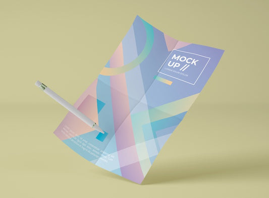 Free Front View Of Mock-Up Paper With Pen Psd