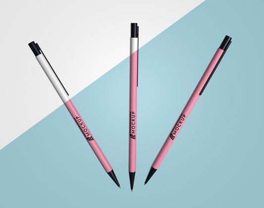 Free Front View Of Mock-Up Pens Psd
